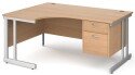 Gentoo Corner Desk with 2 Drawer Pedestal and Double Upright Leg (w) 1600mm x (d) 1200mm
