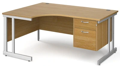 Gentoo Corner Desk with 2 Drawer Pedestal and Double Upright Leg