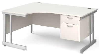 Gentoo Corner Desk with 2 Drawer Pedestal and Double Upright Leg
