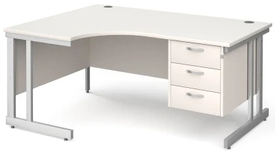 Gentoo Corner Desk with 3 Drawer Pedestal and Double Upright Leg