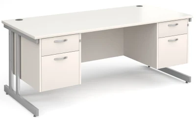 Gentoo Rectangular Desk with Twin Cantilever Legs, 2 and 2 Drawer Fixed Pedestals - 1800 x 800mm
