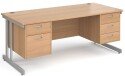 Gentoo Rectangular Desk with Twin Cantilever Legs, 2 and 3 Drawer Fixed Pedestals - 1800 x 800mm