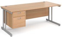 Gentoo Straight Desk with 2 Drawer Pedestal and Double Upright Leg (w) 1800mm x (d) 800mm