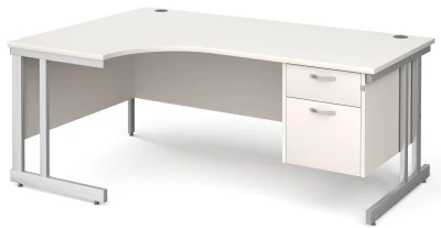 Gentoo Corner Desk with 2 Drawer Pedestal and Double Upright Leg 1800 x 1200mm