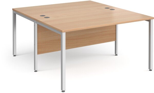 Gentoo Back to Back Desk with H-frame Leg 1400 x 1600mm - Beech
