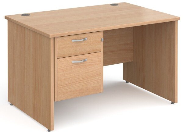 Gentoo Rectangular Desk with Panel End Legs and 2 Drawer Fixed Pedestal - 1200mm x 800mm - Beech
