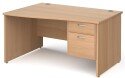 Gentoo Wave Desk with 2 Drawer Pedestal and Panel End Leg (w) 1400mm x (d) 990mm