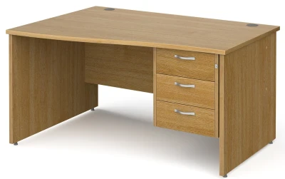 Gentoo Wave Desk with 3 Drawer Pedestal and Panel End Leg