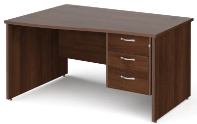 Gentoo Wave Desk with 3 Drawer Pedestal and Panel End Leg