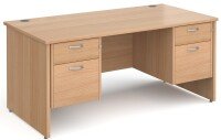 Gentoo Straight Desk with 2 and 2 Drawer Pedestals and Panel End Leg