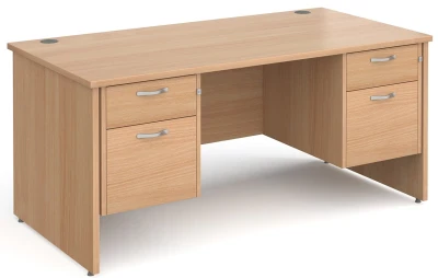 Gentoo Rectangular Desk with Panel End Legs, 2 and 2 Drawer Fixed Pedestals