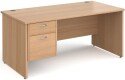 Gentoo Rectangular Desk with Panel End Legs and 2 Drawer Fixed Pedestal - 1600mm x 800mm