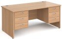 Gentoo Rectangular Desk with Panel End Legs, 3 and 3 Drawer Fixed Pedestals - 1600mm x 800mm