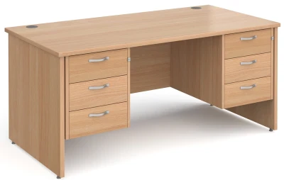 Gentoo Rectangular Desk with Panel End Legs, 3 and 3 Drawer Fixed Pedestals