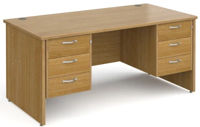 Gentoo Rectangular Desk with Panel End Legs, 3 and 3 Drawer Fixed Pedestals