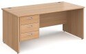 Gentoo Rectangular Desk with Panel End Legs and 3 Drawer Fixed Pedestal - 1600mm x 800mm