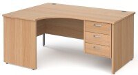 Gentoo Corner Desk with 3 Drawer Pedestal and Panel End Leg (w) 1600mm x (d) 1200mm