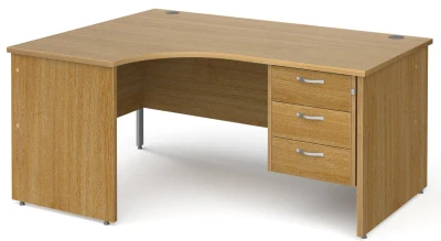 Gentoo Corner Desk with 3 Drawer Pedestal and Panel End Leg