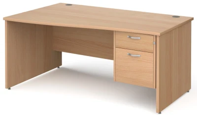 Gentoo Wave Desk with 2 Drawer Pedestal and Panel End Leg 1600 x 990mm