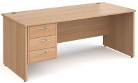 Gentoo Straight Desk with 3 Drawer Pedestal and Panel End Leg (w) 1800mm x (d) 800mm
