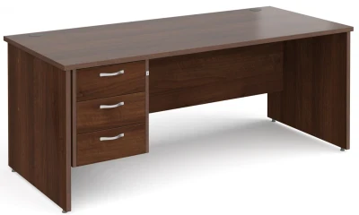 Gentoo Rectangular Desk with Panel End Legs and 3 Drawer Fixed Pedestal - 1800mm x 800mm