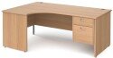 Gentoo Corner Desk with 2 Drawer Pedestal and Panel End Leg (w) 1800mm x (d) 1200mm