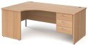 Gentoo Corner Desk with 3 Drawer Pedestal and Panel End Leg (w) 1800mm x (d) 1200mm
