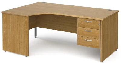 Gentoo Corner Desk with 3 Drawer Pedestal and Panel End Leg 1800 x 1200mm
