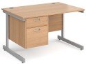 Gentoo Rectangular Desk with Single Cantilever Legs and 2 Drawer Fixed Pedestal - 1200mm x 800mm