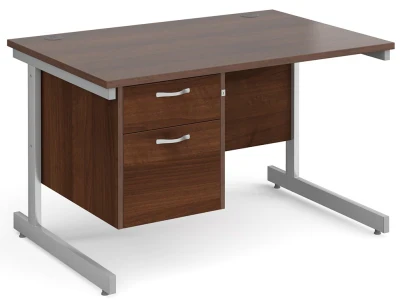 Gentoo Rectangular Desk with Single Cantilever Legs and 2 Drawer Fixed Pedestal