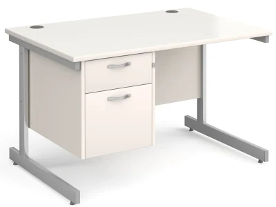 Gentoo Rectangular Desk with Single Cantilever Legs and 2 Drawer Fixed Pedestal