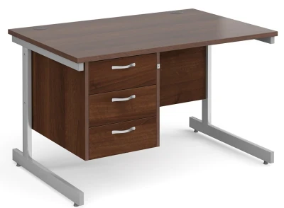 Gentoo Rectangular Desk with Single Cantilever Legs and 3 Drawer Fixed Pedestal