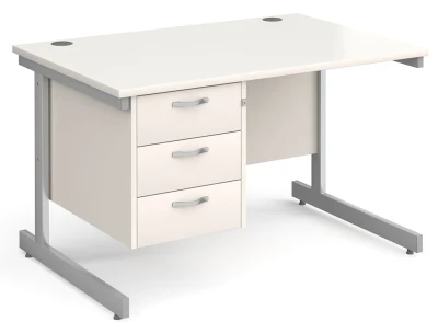 Gentoo Rectangular Desk with Single Cantilever Legs and 3 Drawer Fixed Pedestal