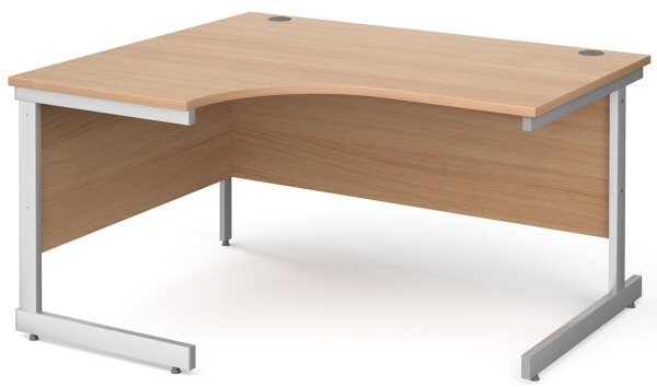 Gentoo Corner Desk with Single Upright Leg 1400 x 1200mm - Beech