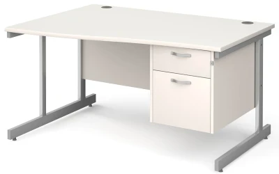 Gentoo Wave Desk with 2 Drawer Pedestal and Single Upright Leg