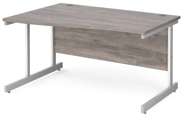 Gentoo Wave Desk with Single Upright Leg 1400 x 990mm - Grey Oak