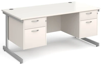 Gentoo Rectangular Desk with Single Cantilever Legs, 2 and 2 Drawer Fixed Pedestals