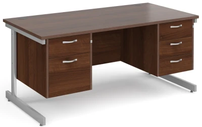 Gentoo Rectangular Desk with Single Cantilever Legs, 2 and 3 Drawer Fixed Pedestals