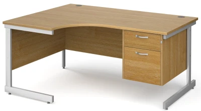 Gentoo Corner Desk with 2 Drawer Pedestal and Single Upright Leg
