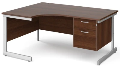Gentoo Corner Desk with 2 Drawer Pedestal and Single Upright Leg