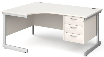 Gentoo Corner Desk with 3 Drawer Pedestal and Single Upright Leg