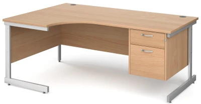 Gentoo Corner Desk with 2 Drawer Pedestal and Single Upright Leg 1800 x 1200mm