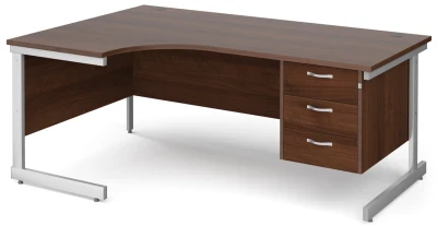 Gentoo Corner Desk with 3 Drawer Pedestal and Single Upright Leg 1800 x 1200mm