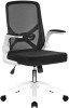 Nautilus Oyster Folding Mesh Chair - Upholstered Folding Arms, White Shell & White Nylon Base