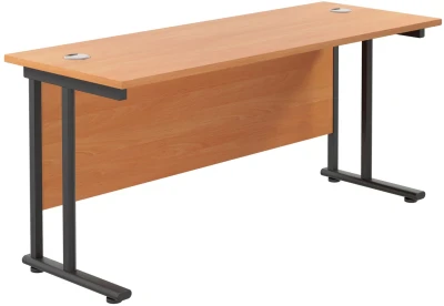 TC Twin Upright Rectangular Desk with Twin Cantilever Legs - 600mm Depth