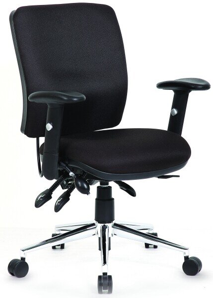 Dynamic Chiro Medium Back Operator Chair with Height Adjustable Arms - Black