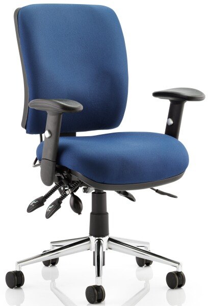 Dynamic Chiro Medium Back Operator Chair with Height Adjustable Arms - Blue