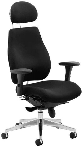 Dynamic Chiro Plus Ergo Posture Chair with Arms with Headrest - Black