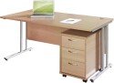 Dynamic Rectangular Desk (w) 1400mm x (d) 800mm & 3 Drawer Mobile Pedestal