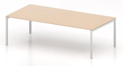 Narbutas Long Meeting Table, Amber Oak Mfc Desktop, White Metal Legs